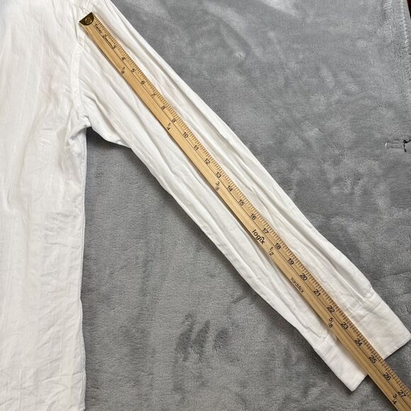 Teddy Stratford Men's M White Hidden Zip + Button Up  Shirt Long Sleeve Slim Fit - Picture 5 of 9